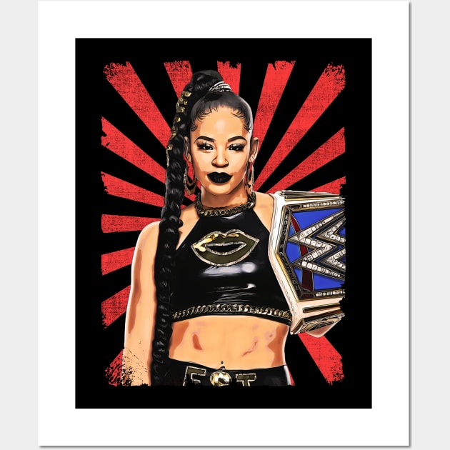 Bianca Belair Wrestling Vintage Fan Art Wall Art by Sakonipopart